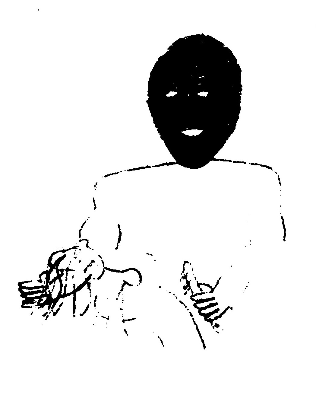 black masked man with knife